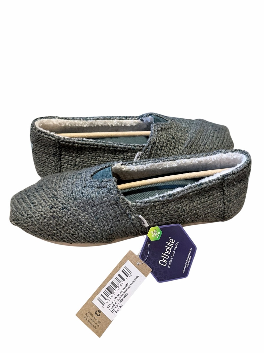🌟🌼NIB TOMS Knit Slip-On Shoes in Heathered Gray-Green. - Picture 8 of 11